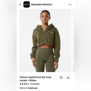 Alphalete Classic Capital Full-Zip Crop XS